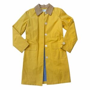 Isaac Mizhari for Target Yellow Long Trench Coat with Brown Cordoruy Collar